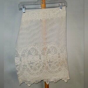 White  lace fabric runner doily curtain